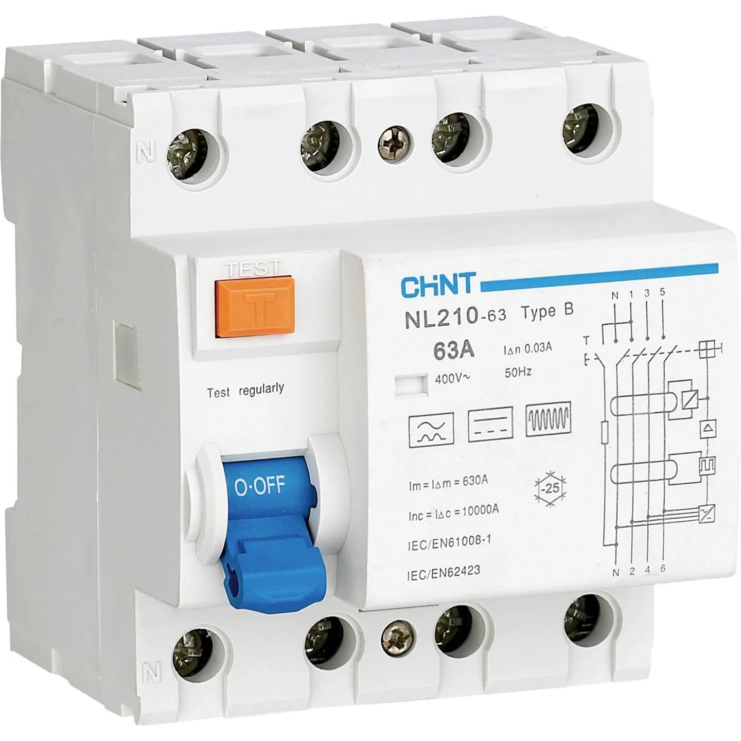 CHINT NL210 FI-Schutzschalter Typ B 3PN 40A 30mA 10kA