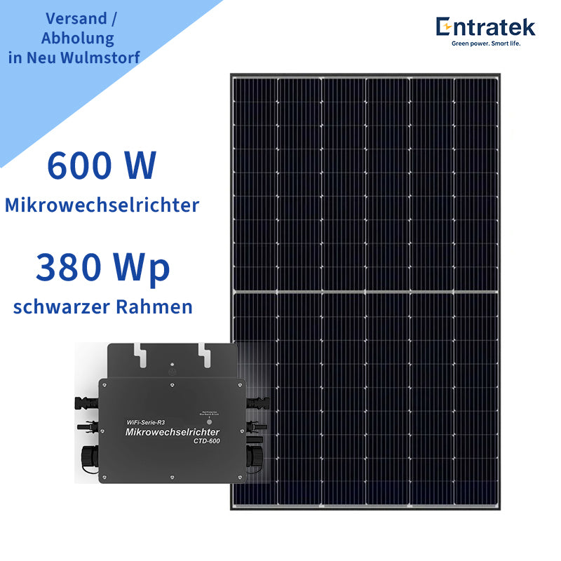 Balkonkraftwerk 600 W / 760 Wp Komplettset| Mini-Solaranlage mit/ohne Halterung