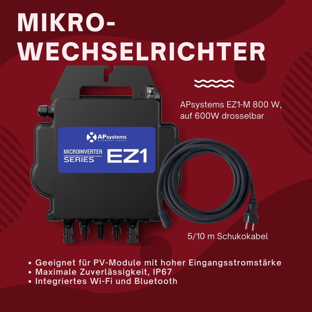 APsystems 800 W Mikrowechselrichter mit 5m-Schukokabel