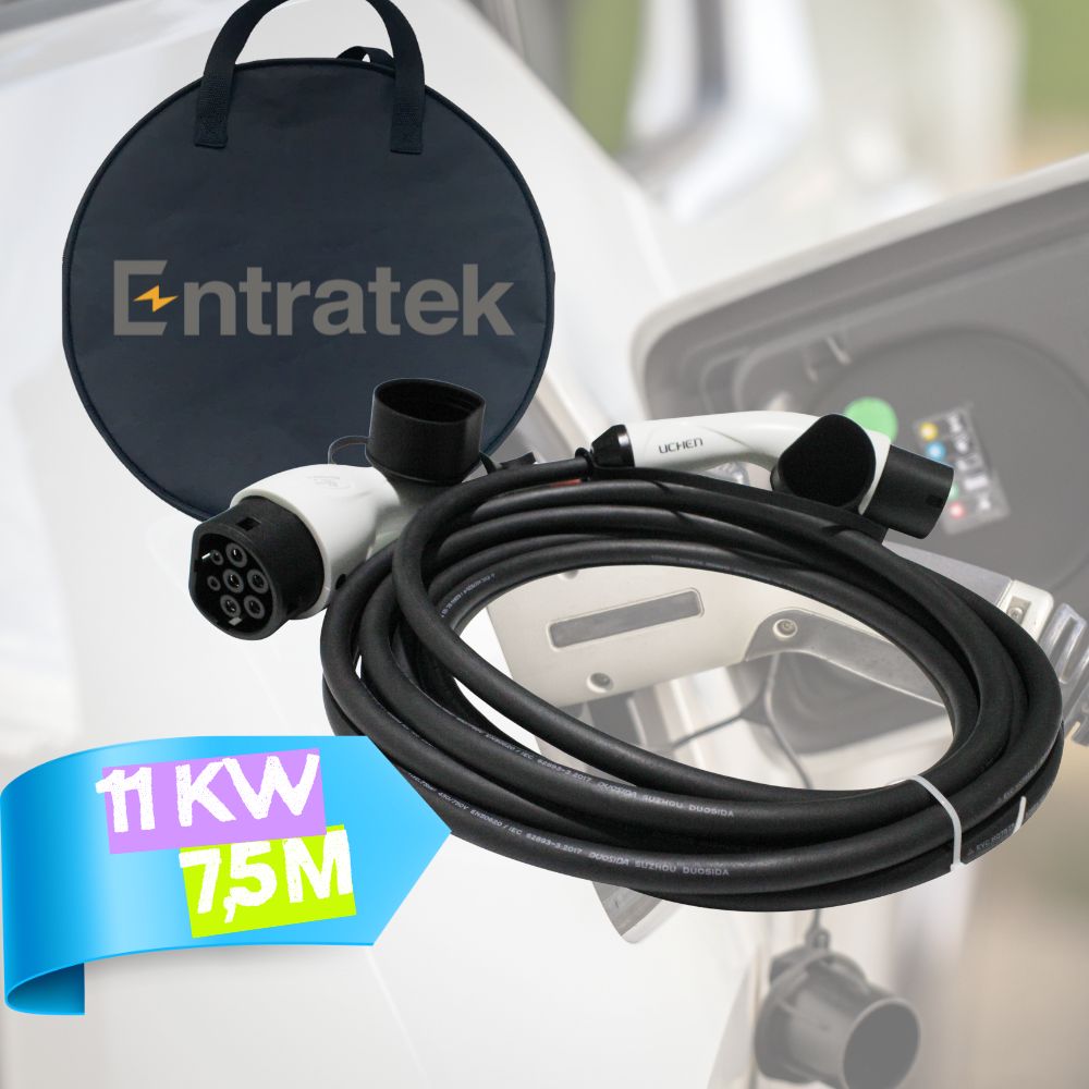 Entratek Ladekabel Typ 2 auf Typ 2 - 11/22 kW - 7,5 m