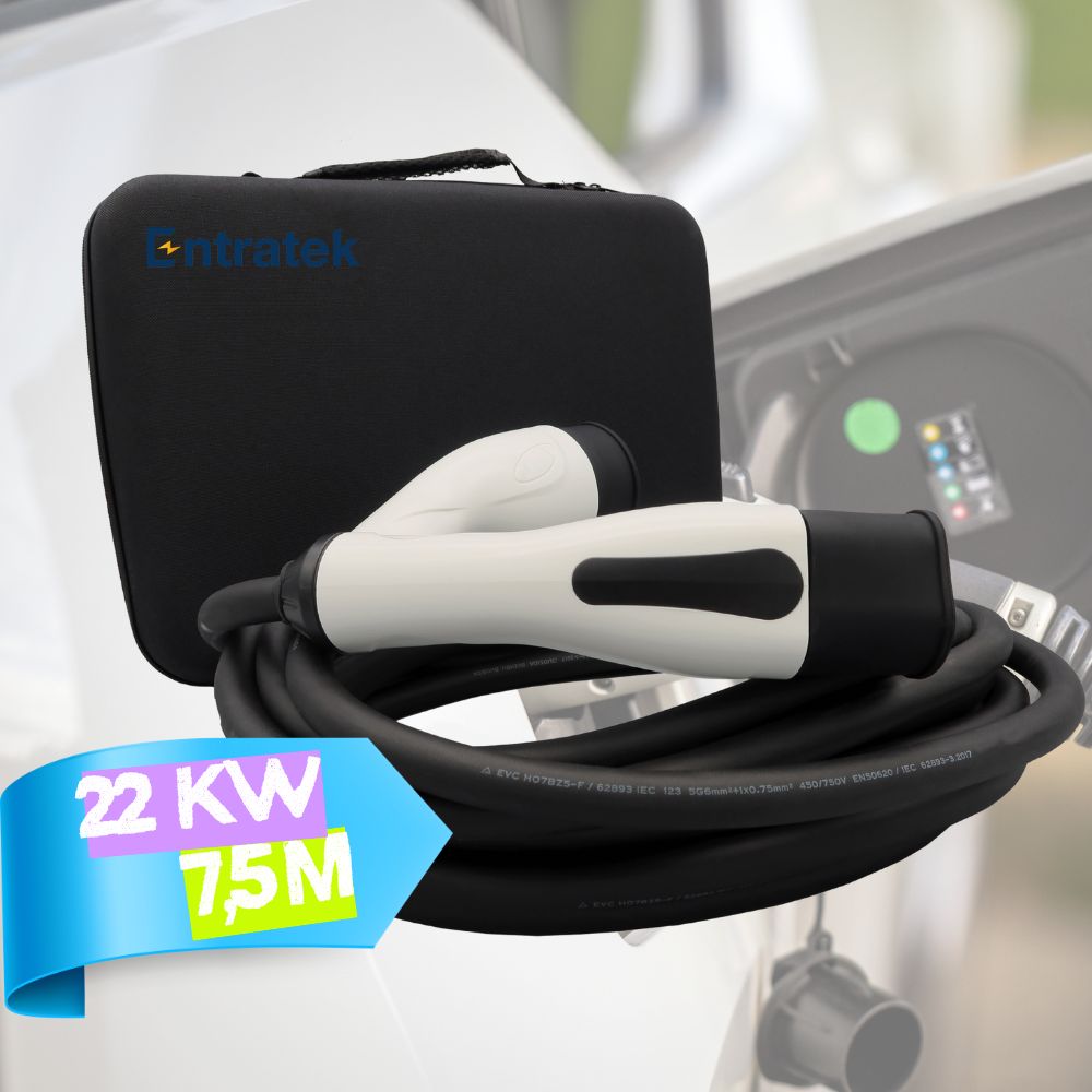 Entratek Ladekabel Typ 2 auf Typ 2 - 11/22 kW - 7,5 m