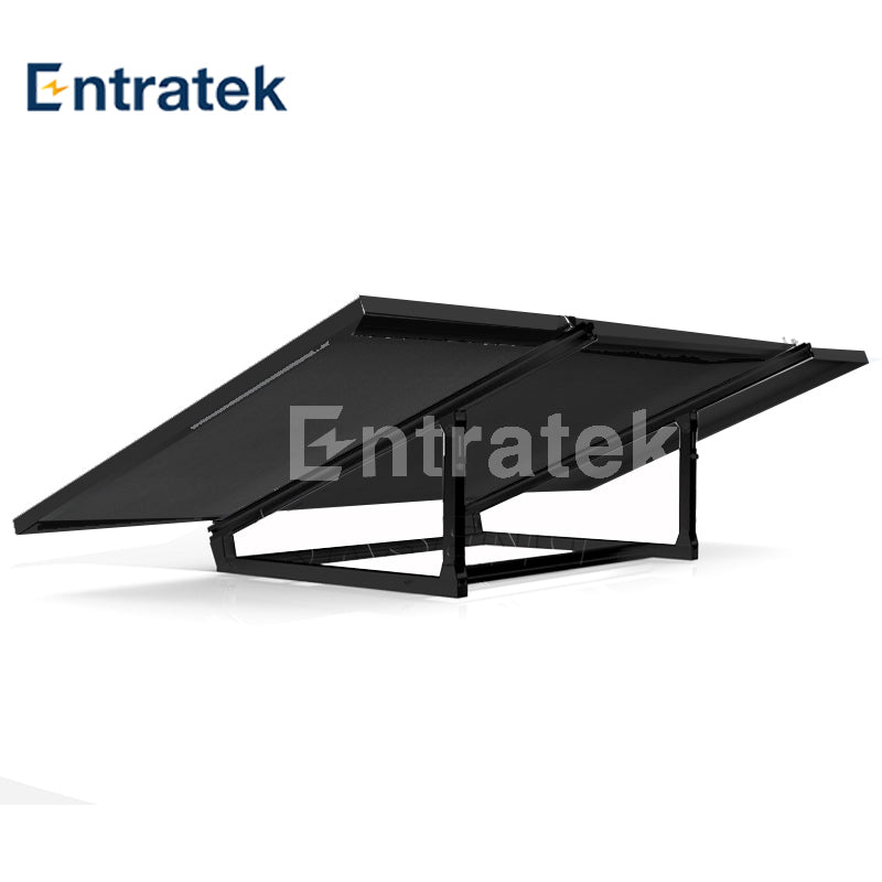 Montagesystem für 2 Solarmodule | schwarze Universal-Halterung 2.0 von PV-Module| mit Anstellwinkel 20° bis 35°