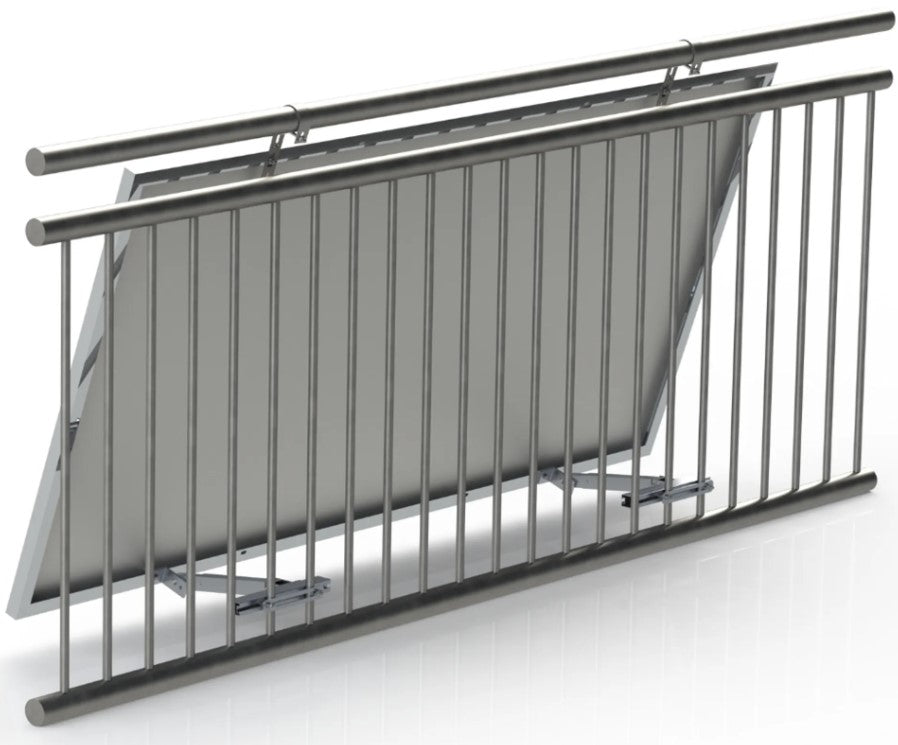 Balkonkraftwerk Montageset für 2 Solarmodule - Solarmodul Halterung für Geländer - bis 30° verstellbare Neigung