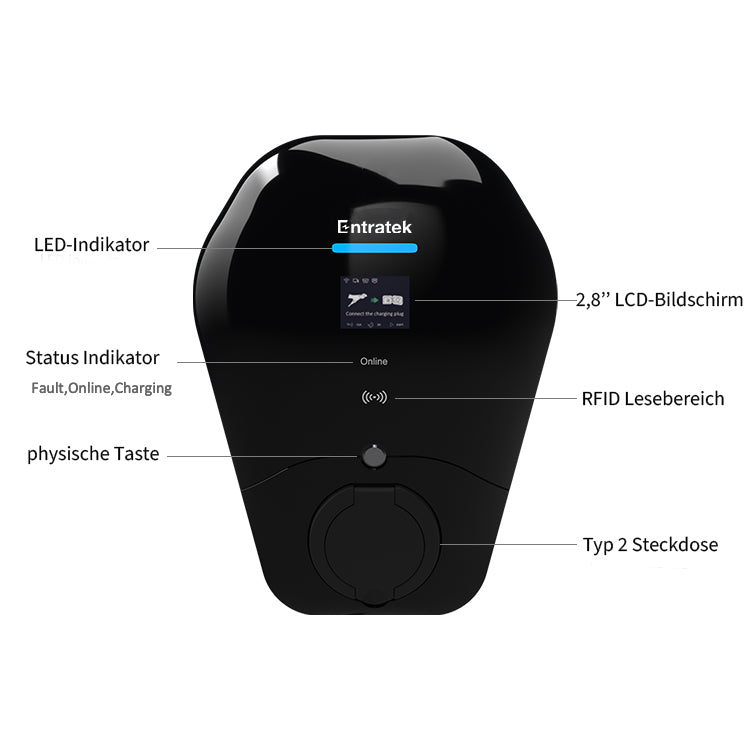 Entratek Wallbox Power Dot Fix (KfW 442) 22 kW Steckdose - ohne 4G