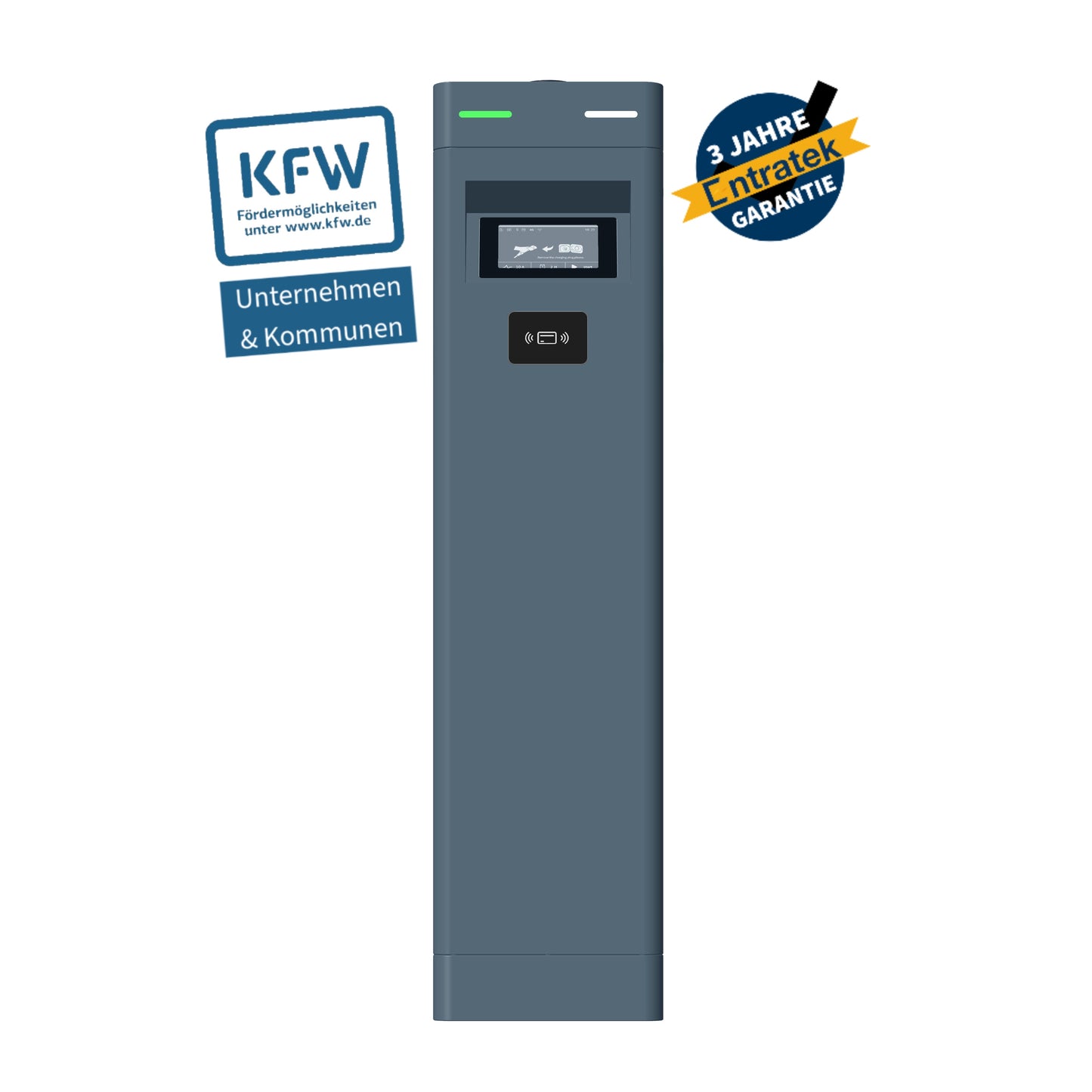 Entratek Ladestation Power Arrow Dual 2 x 22 kW (KfW 440 & 441) mit Steckdose & MID-Stromzähler