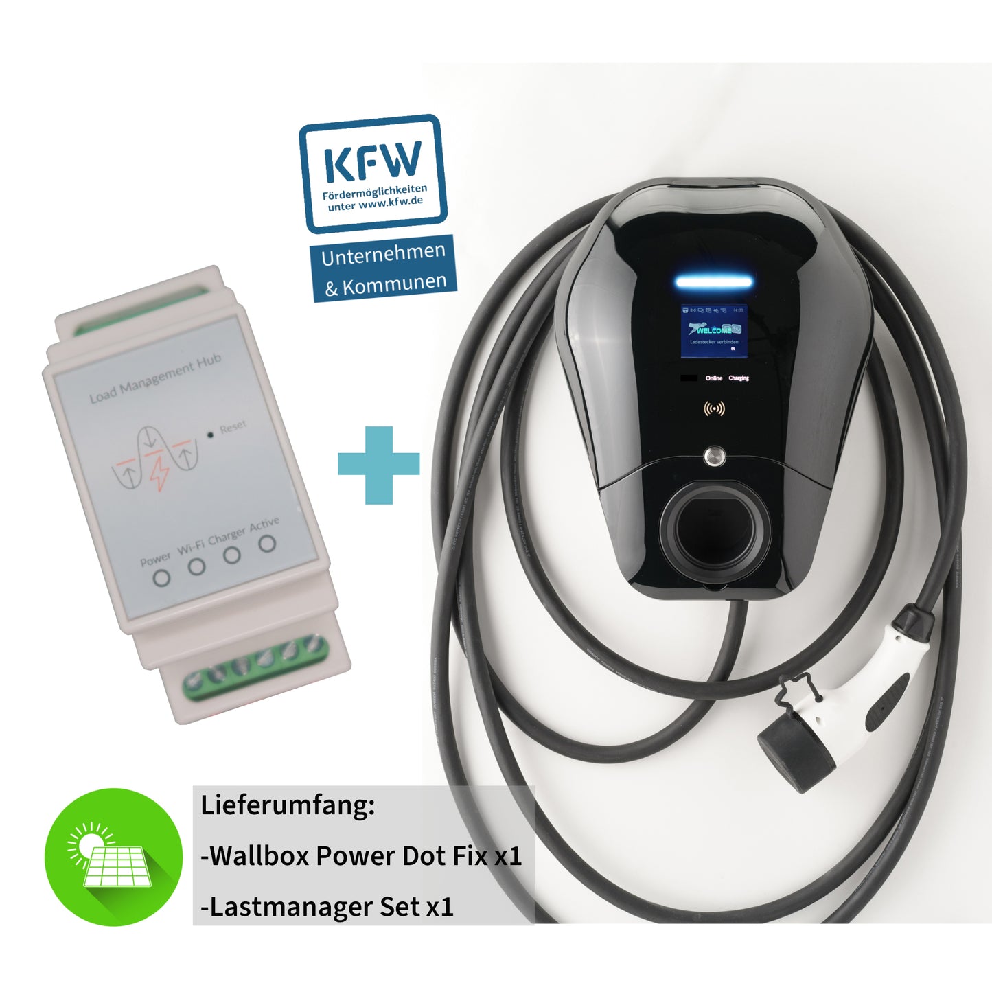 Solar Bundling - Wallbox Power Dot Fix 22 kW ohne 4G + Lastmanager Set 100 A