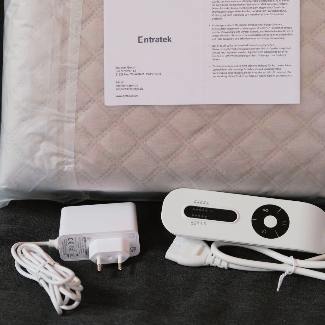Entratek Infrarot Wärmeunterbett 150 x 80 cm Graphen-Ferninfrarot, 5 Temperaturstufen, Heizdecke