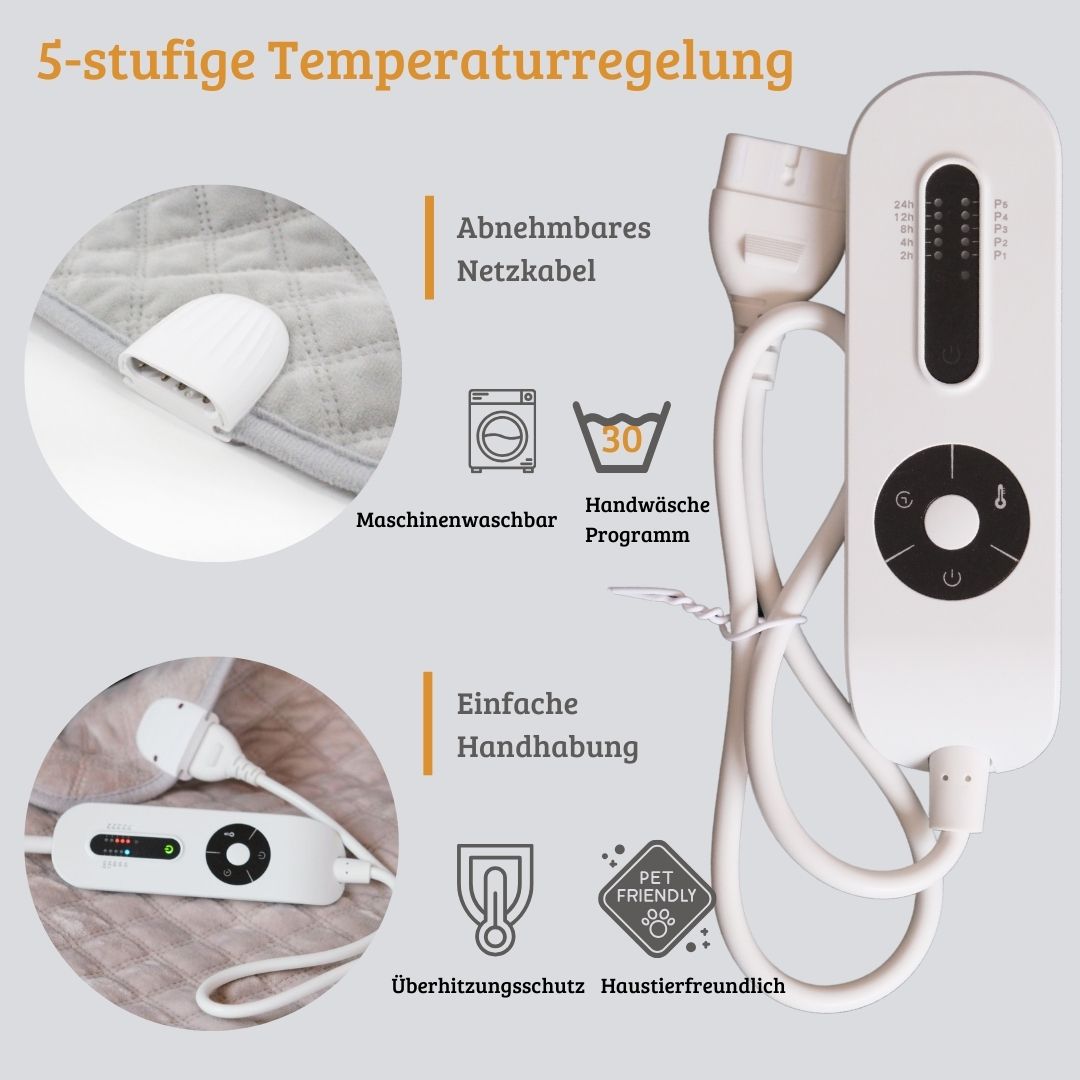 Entratek Infrarot Wärmeunterbett 150 x 80 cm Graphen-Ferninfrarot, 5 Temperaturstufen, Heizdecke