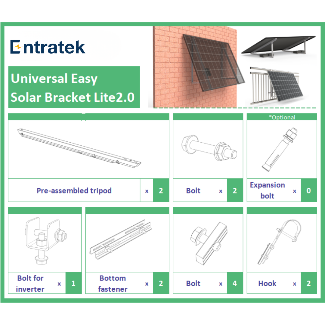 Leicht Montagesystem für 2 Solarmodule – Universal-Halterung|mit Anstellwinkel 20° bis 35°