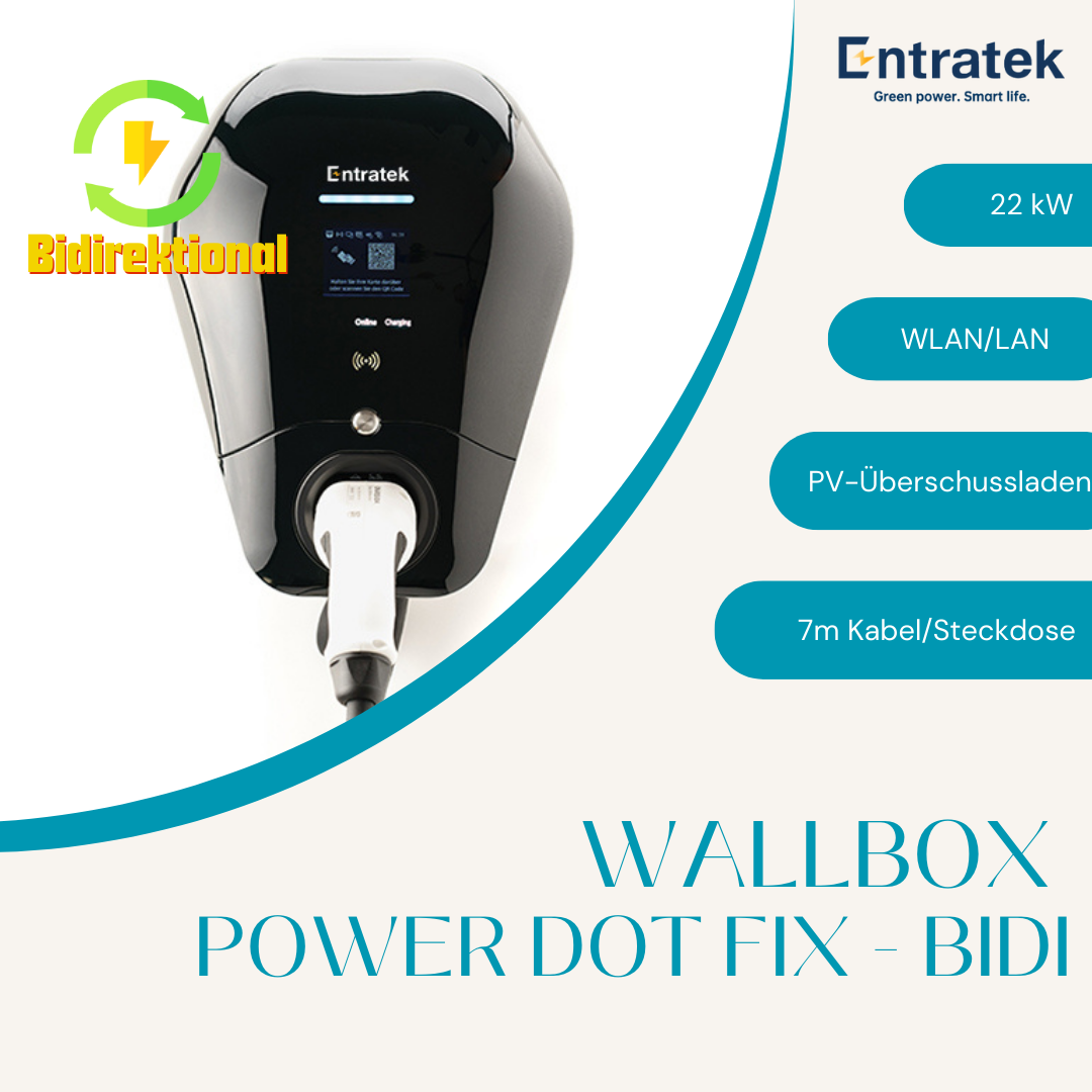 Entratek Wallbox Power Dot Fix - BIDI 22 kW - Bidirektional