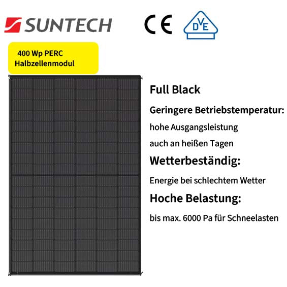 Suntech | Einzelverkauf | Solarmodul 400 W PERC Full Black Halbzellen-Modul
