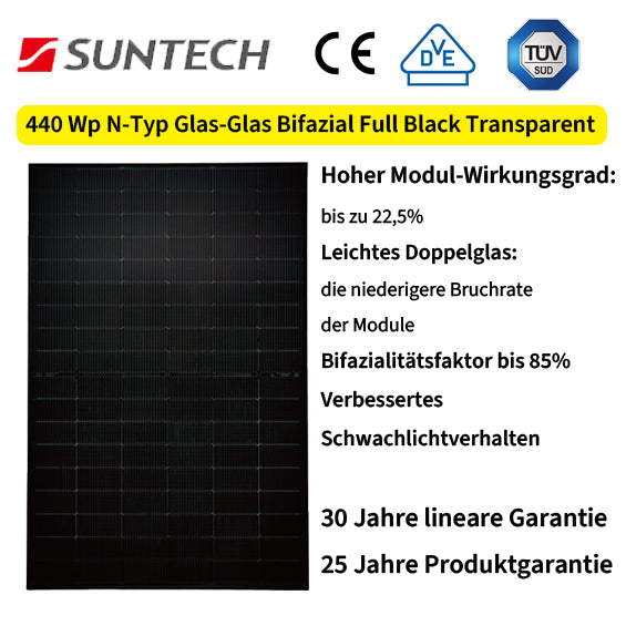 Entratek Basic Eco|Balkonkraftwerk 800W/880Wp Komplettset|EZ1-M&Glas-Glas Suntech 440