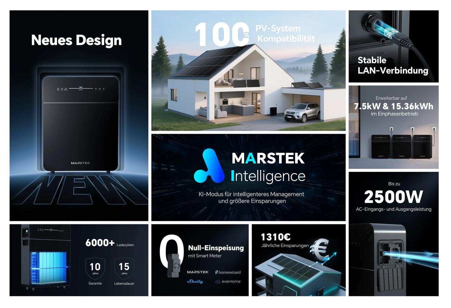 Marstek Venus E 3.0– AC-gekoppelter 5,12 kWh Solarspeicher für Balkonkraftwerke und PV-Anlagen
