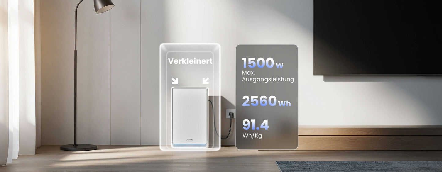 conow Lyra 2500 AC Balkonkraftwerk Speicher – 2560Wh, 1500W bidirektionaler Wechselrichter, Notstrom